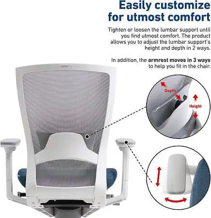SIDIZ T50 Ergonomic Office Chair with adjustable lumbar support