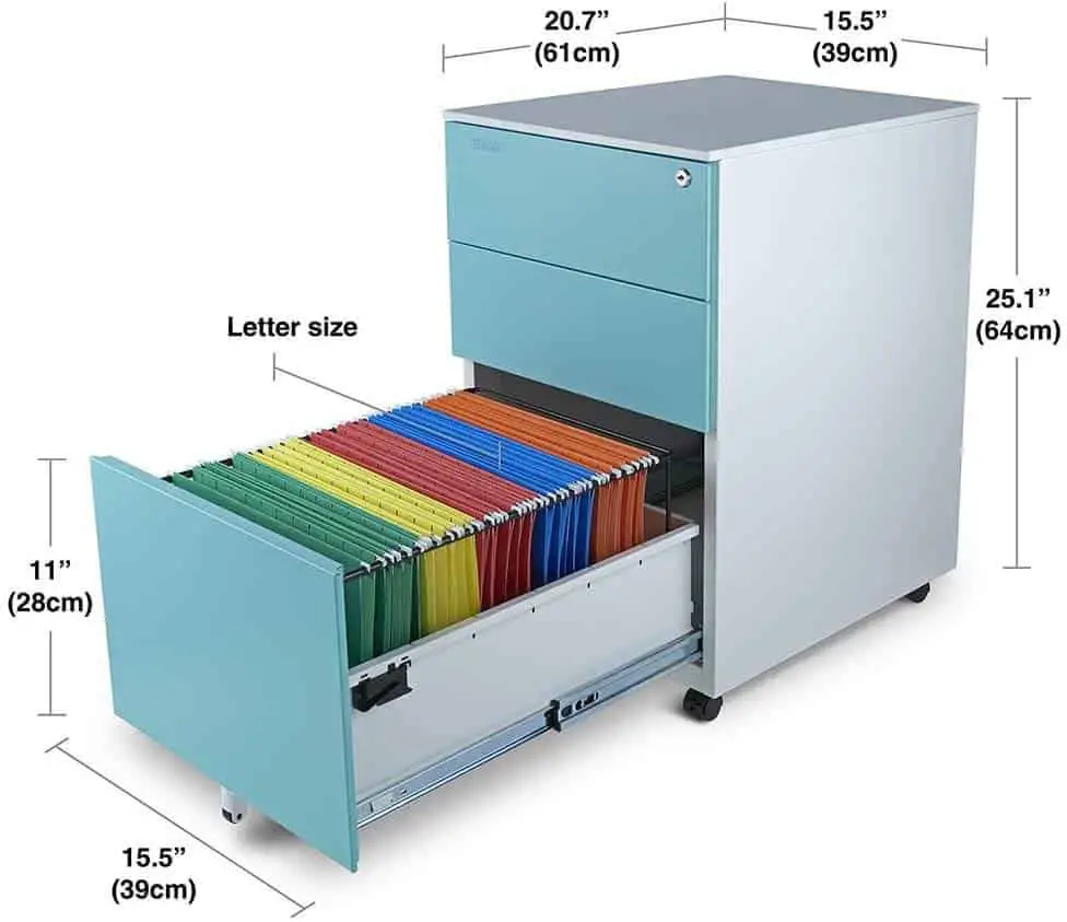  Aurora Modern SOHO Design 2-Drawer File Cabinet size picture. 