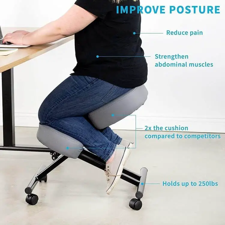 Kneeling chairs can hold up to 250lbs.