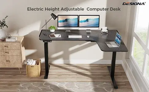 Electric height adjustable corner standing desk