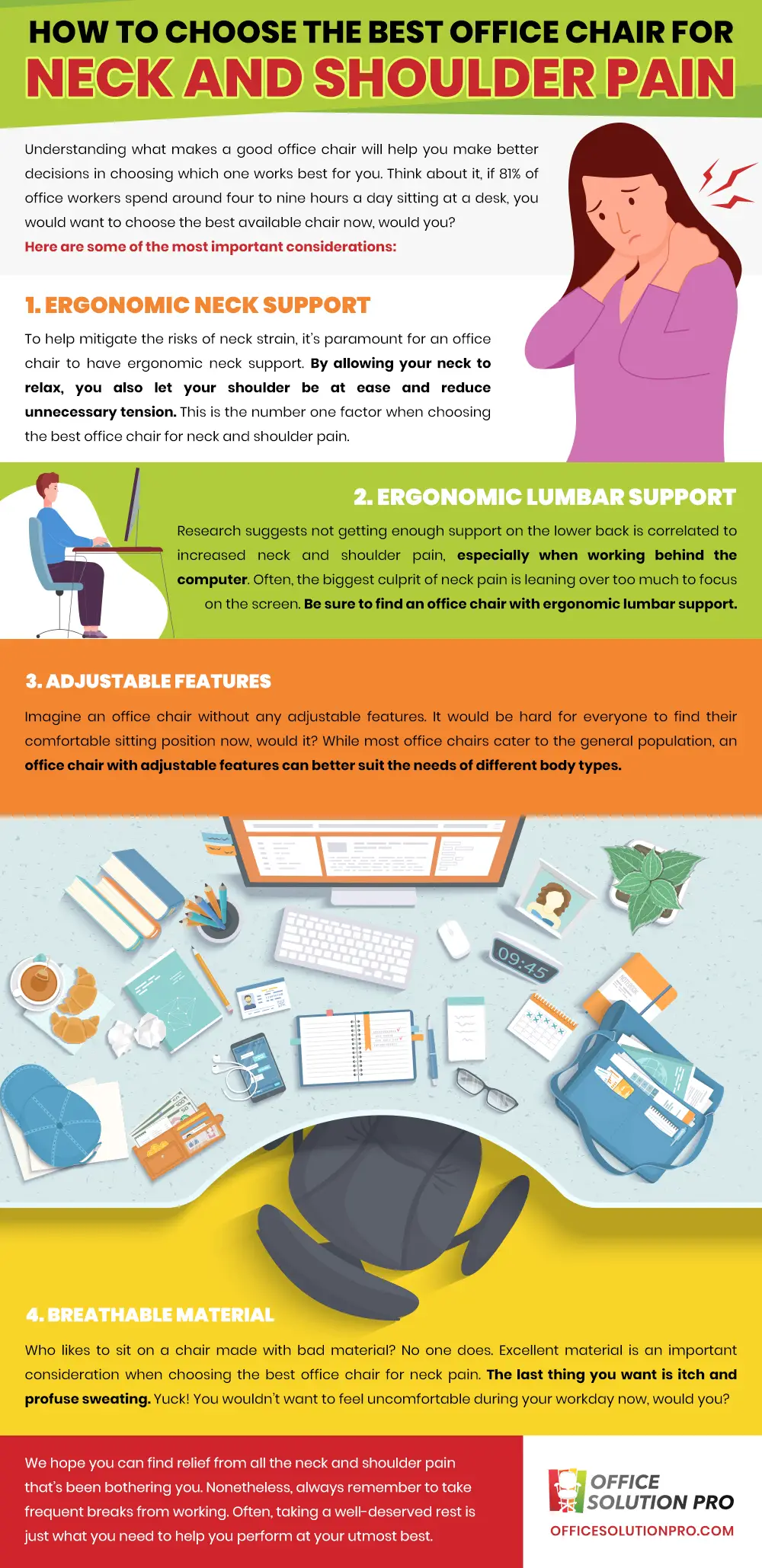 How to Choose an Office Chair for Back and Shoulder Pain - Infographic